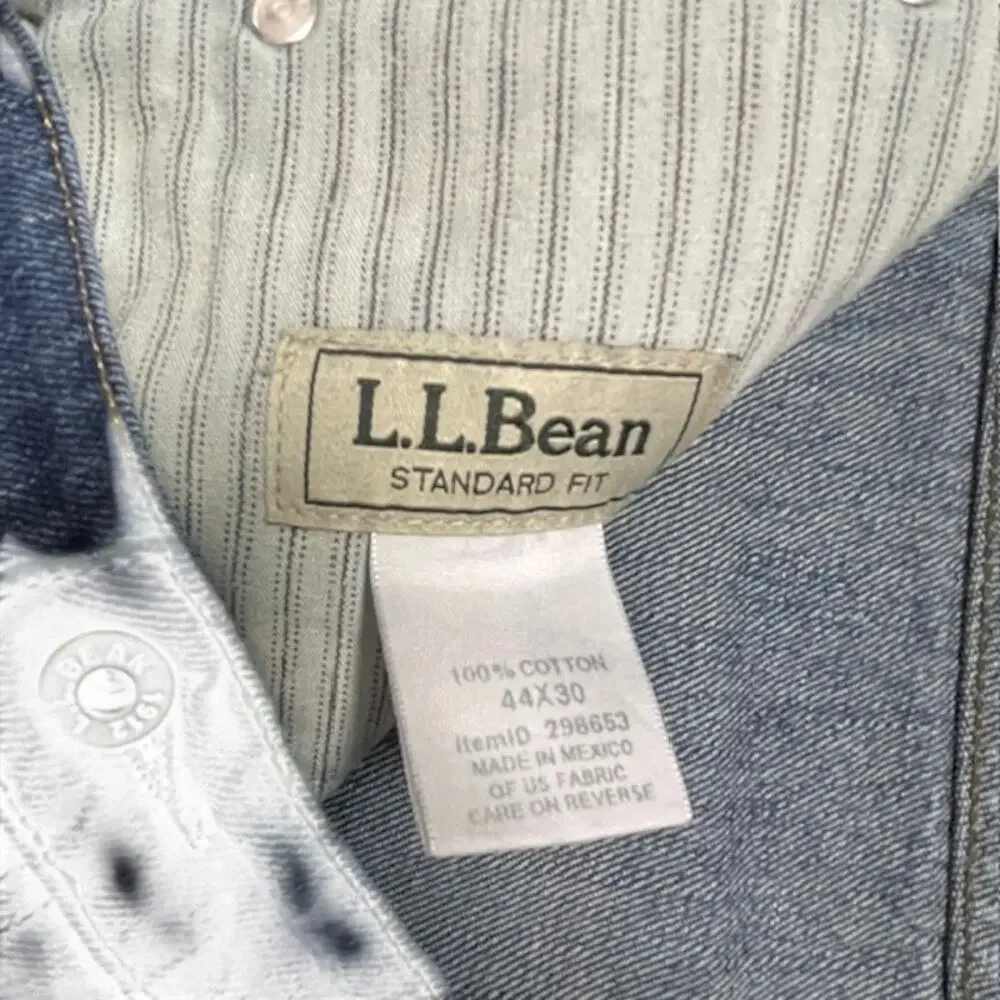L.L.Bean Standard Fit Jeans 44x30 Classic Straight Denim Cotton Heritage Rugged
